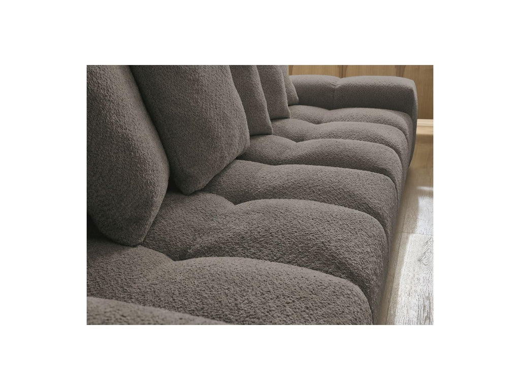 Anakin - Canapé Droit Convertible Coffre - Tissu Bouclette - 6 Coussins