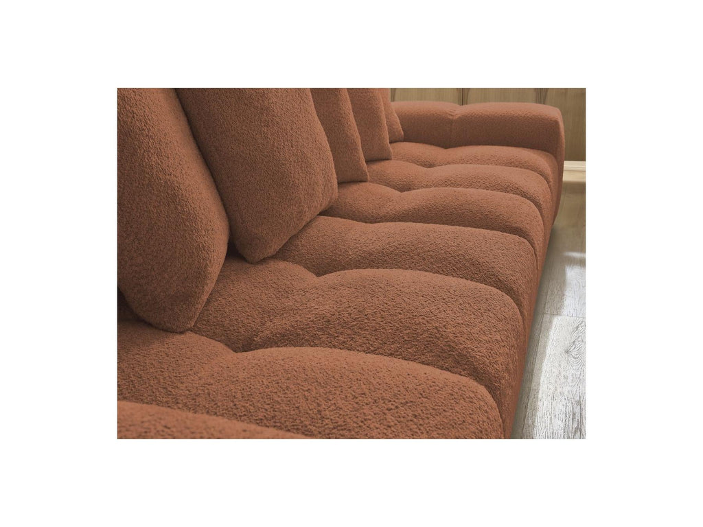 Anakin - Canapé Droit Convertible Coffre - Tissu Bouclette - 6 Coussins