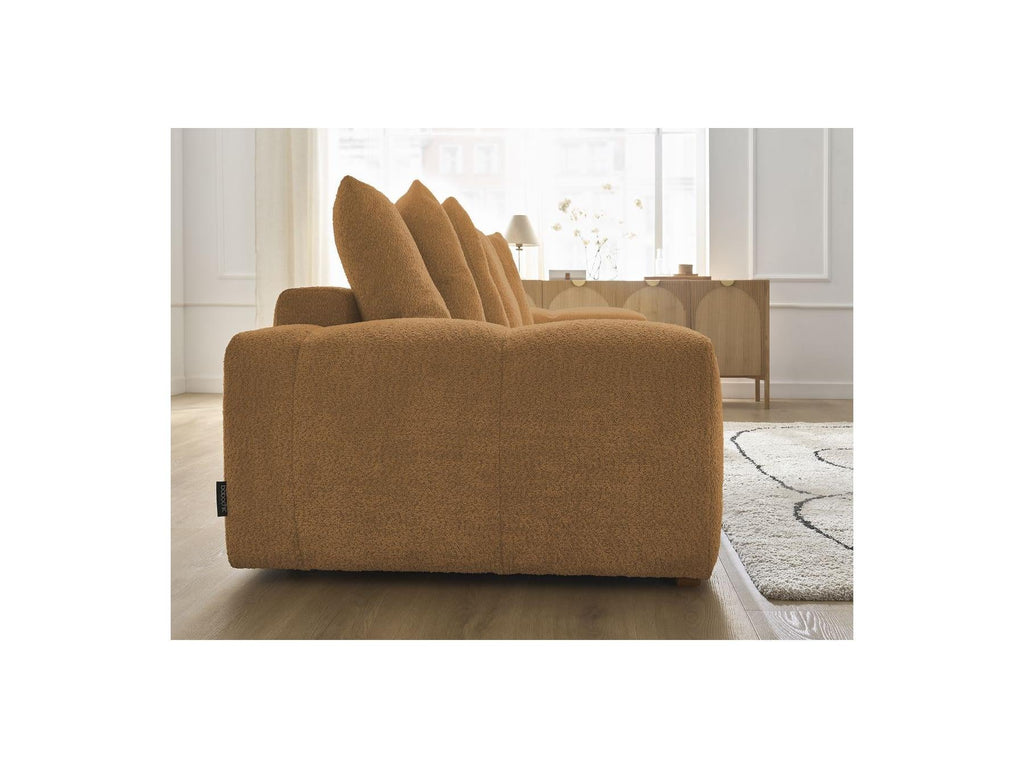 Anakin - Canapé Droit Convertible Coffre - Tissu Bouclette - 6 Coussins