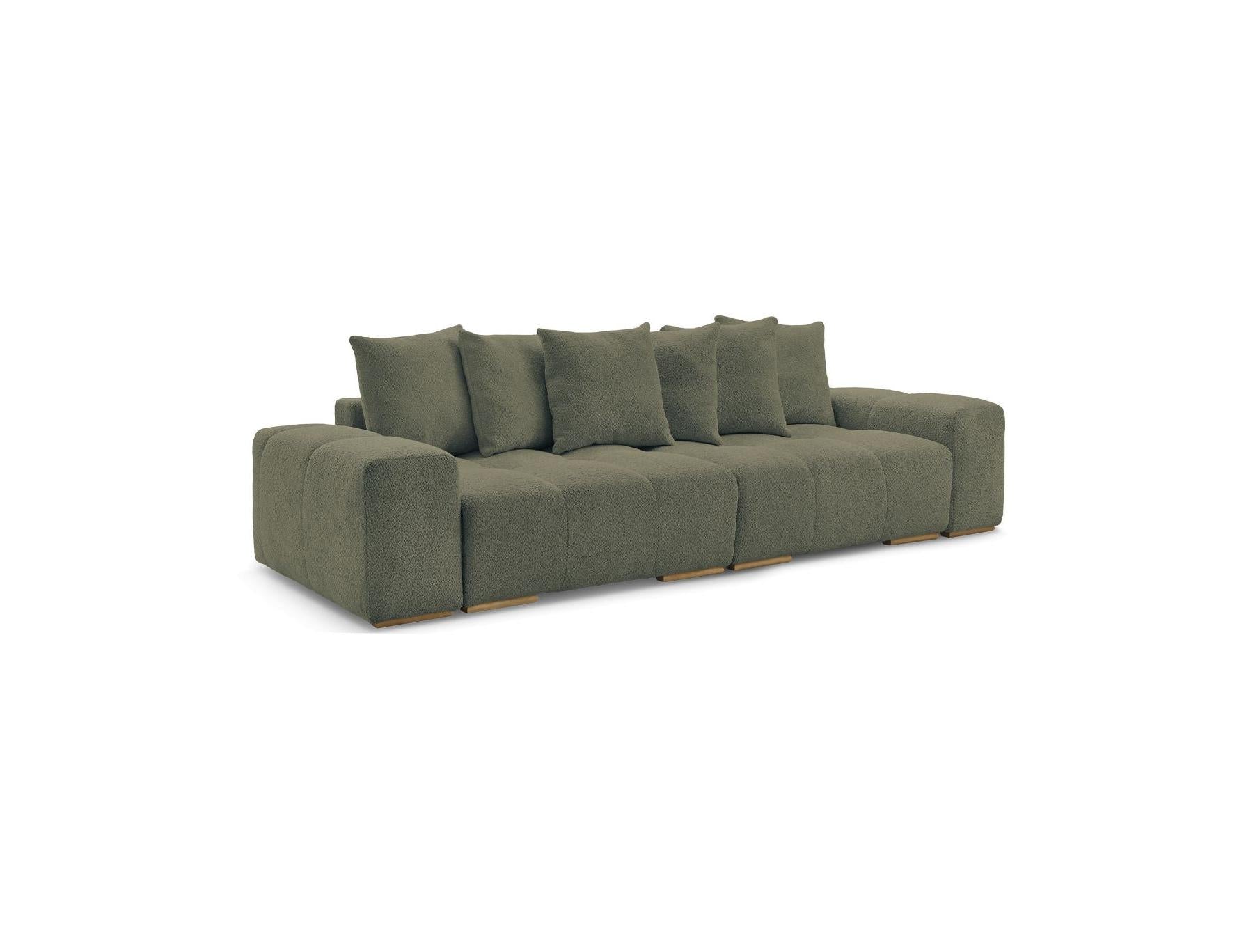 Anakin - Canapé Droit Convertible Coffre - Tissu Bouclette - 6 Coussins