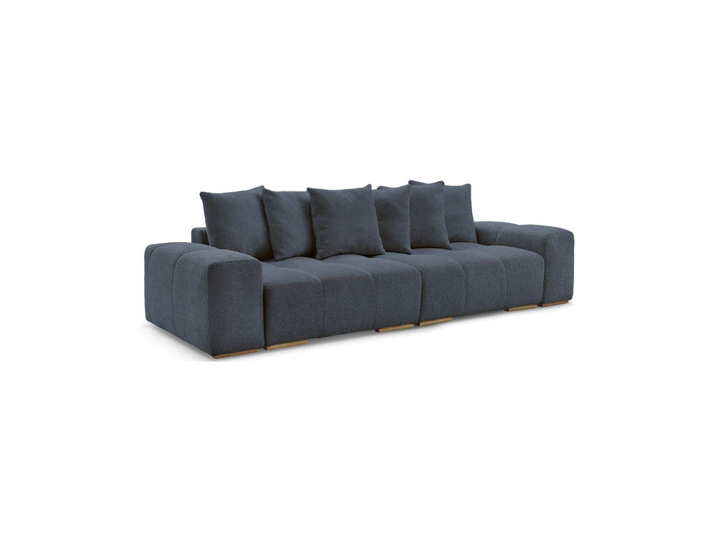 Anakin - Canapé Droit Convertible Coffre - Tissu Bouclette - 6 Coussins