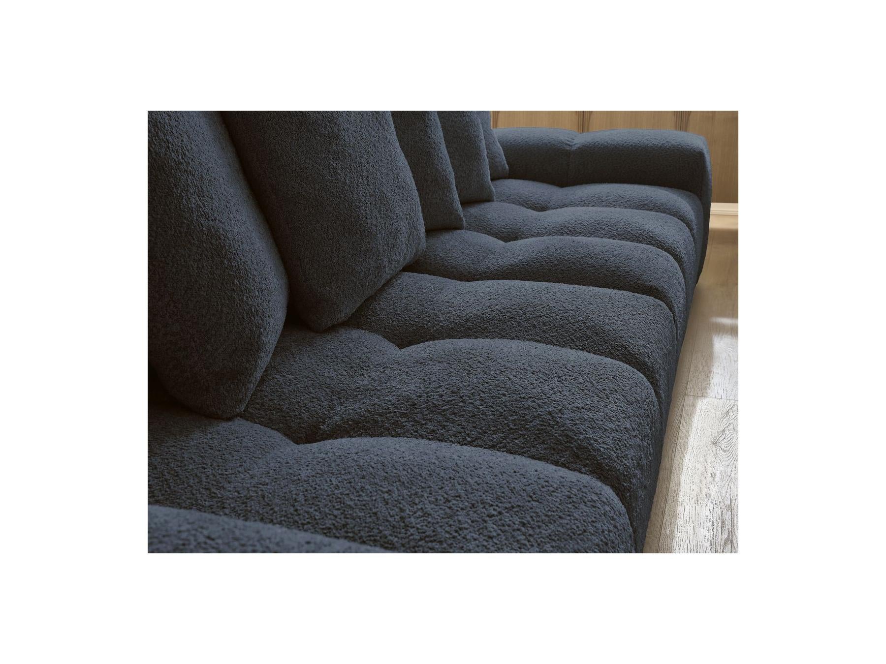Anakin - Canapé Droit Convertible Coffre - Tissu Bouclette - 6 Coussins