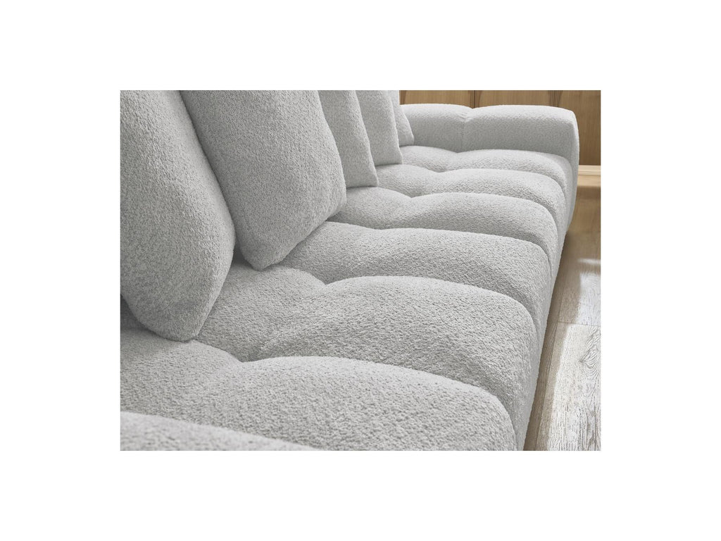 Anakin - Canapé Droit Convertible Coffre - Tissu Bouclette - 6 Coussins