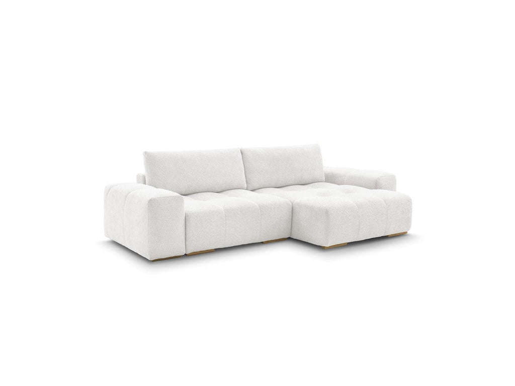 Anakin - Canapé D'Angle Convertible Réversible Coffre - Tissu Bouclette - 2 Coussins