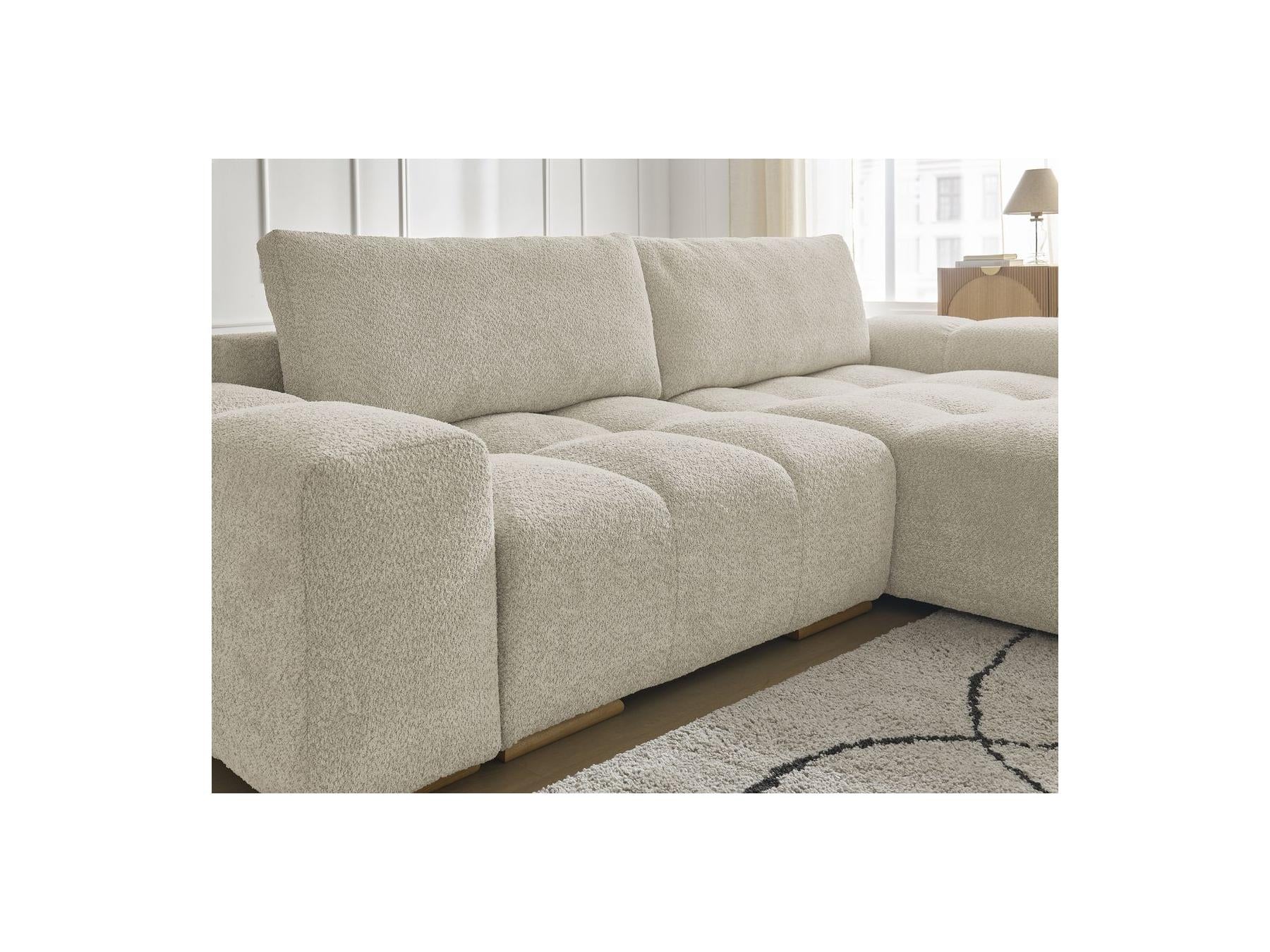 Anakin - Canapé D'Angle Convertible Réversible Coffre - Tissu Bouclette - 2 Coussins