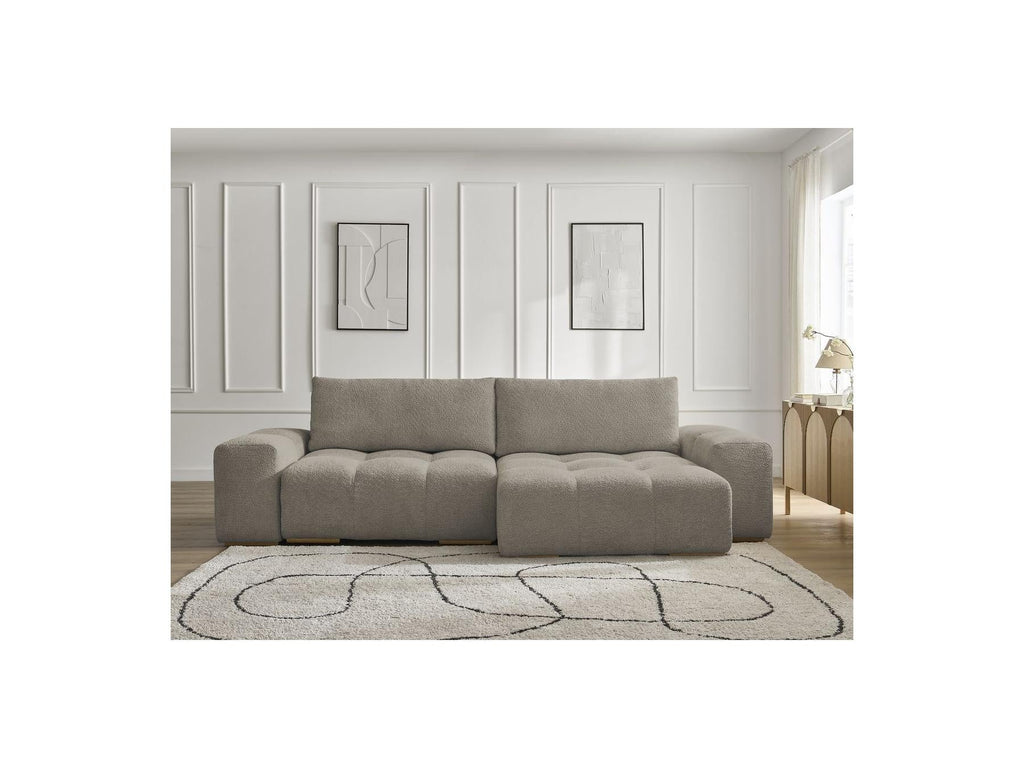 Anakin - Canapé D'Angle Convertible Réversible Coffre - Tissu Bouclette - 2 Coussins