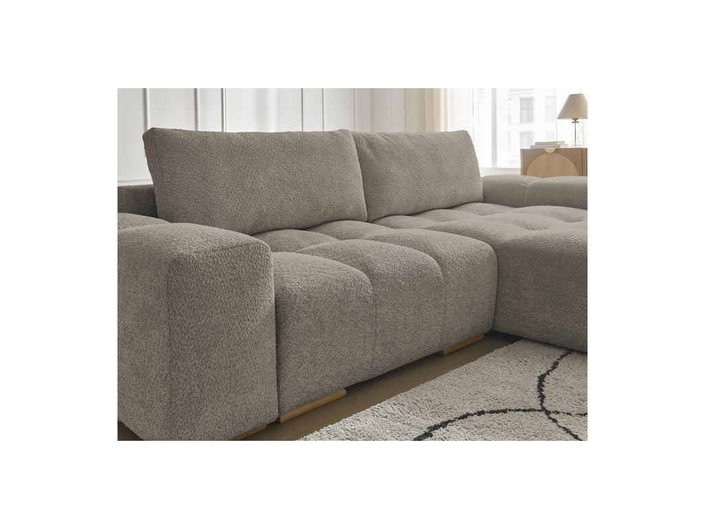 Anakin - Canapé D'Angle Convertible Réversible Coffre - Tissu Bouclette - 2 Coussins