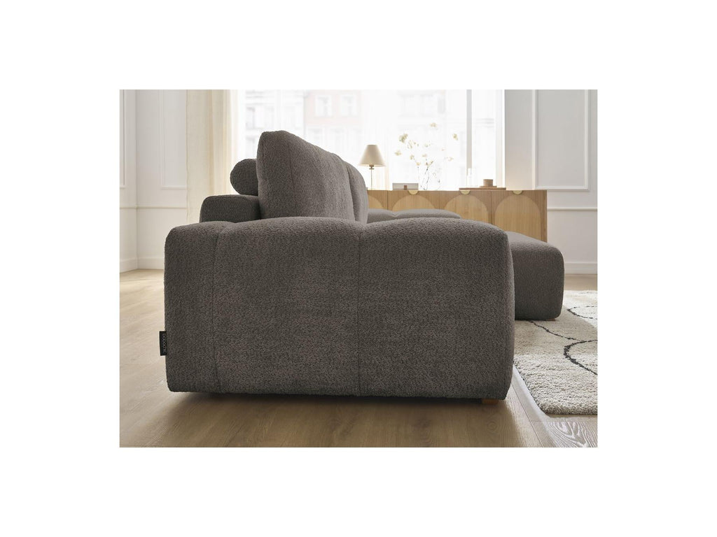 Anakin - Canapé D'Angle Convertible Réversible Coffre - Tissu Bouclette - 2 Coussins