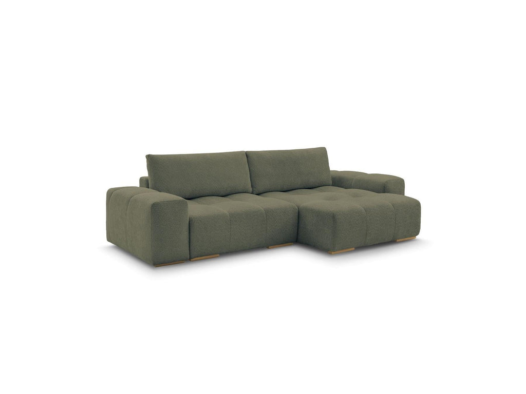 Anakin - Canapé D'Angle Convertible Réversible Coffre - Tissu Bouclette - 2 Coussins
