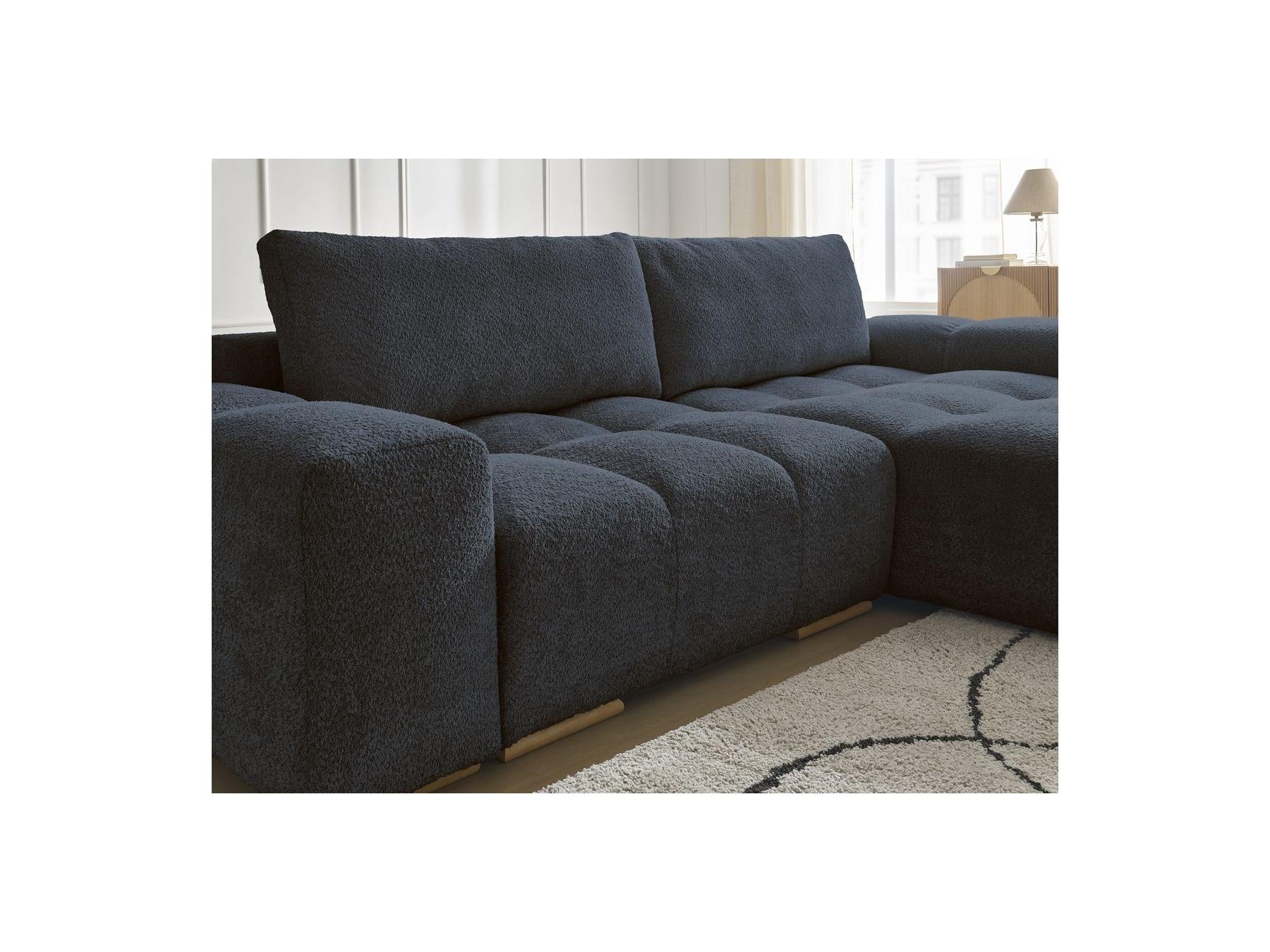 Anakin - Canapé D'Angle Convertible Réversible Coffre - Tissu Bouclette - 2 Coussins