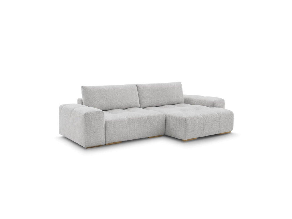 Anakin - Canapé D'Angle Convertible Réversible Coffre - Tissu Bouclette - 2 Coussins