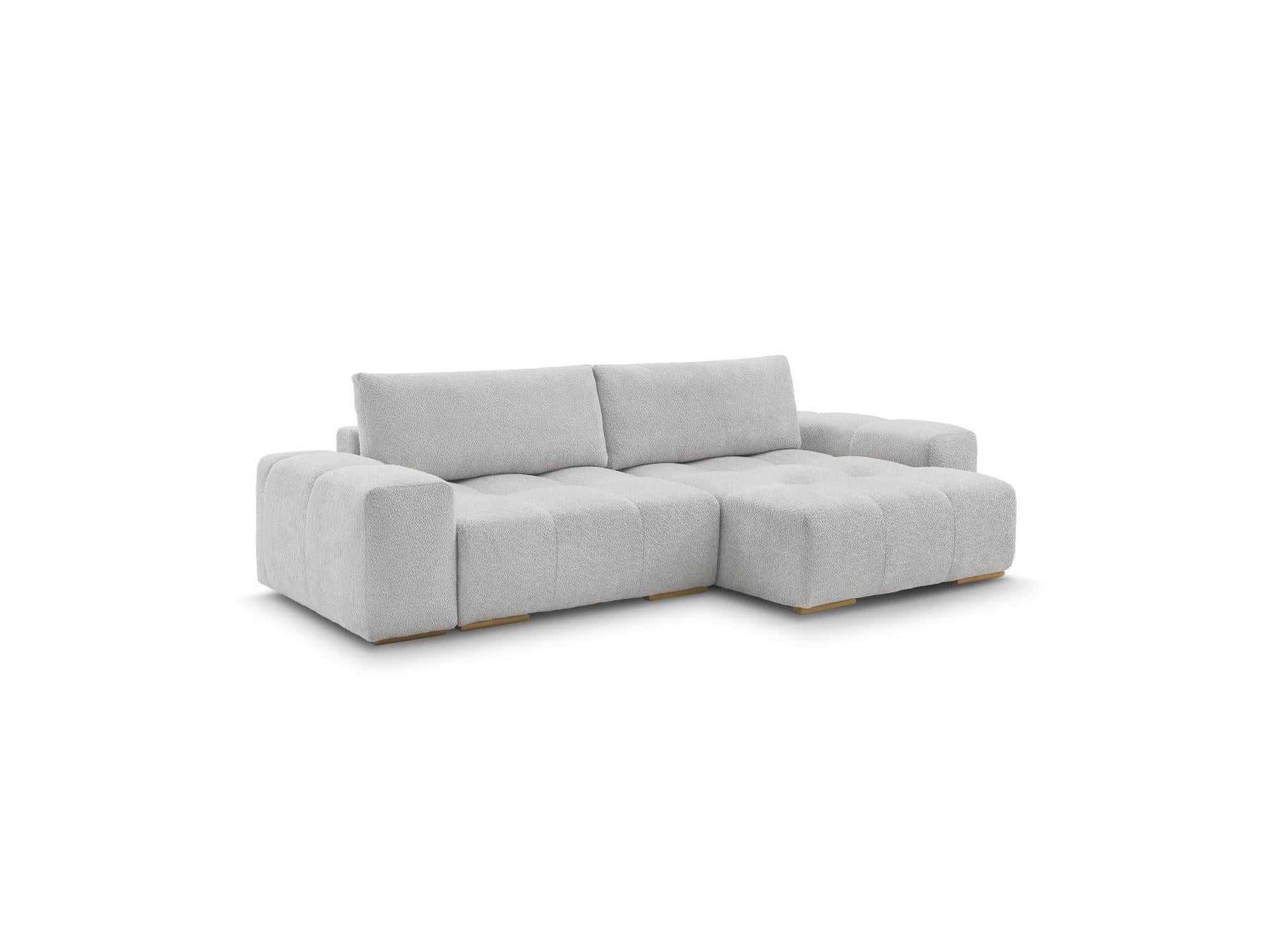 Anakin - Canapé D'Angle Convertible Réversible Coffre - Tissu Bouclette - 2 Coussins