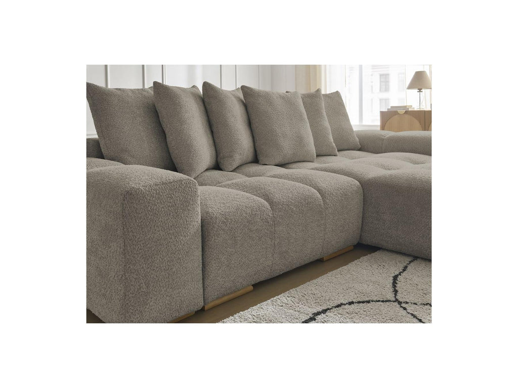 Anakin - Canapé D'Angle Convertible Réversible Coffre - Tissu Bouclette - 6 Coussins