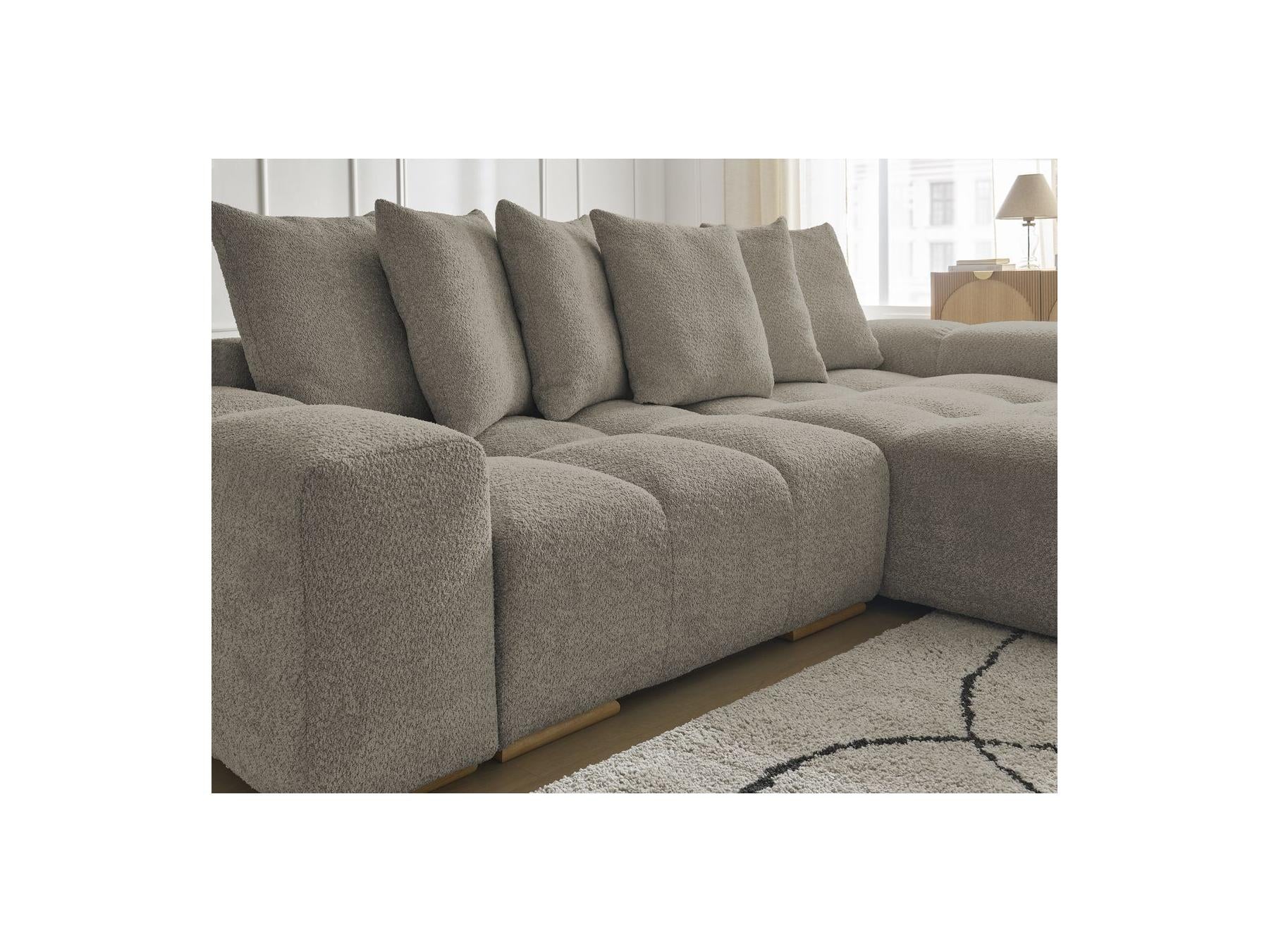 Anakin - Canapé D'Angle Convertible Réversible Coffre - Tissu Bouclette - 6 Coussins