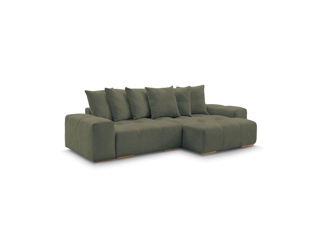 Anakin - Canapé D'Angle Convertible Réversible Coffre - Tissu Bouclette - 6 Coussins