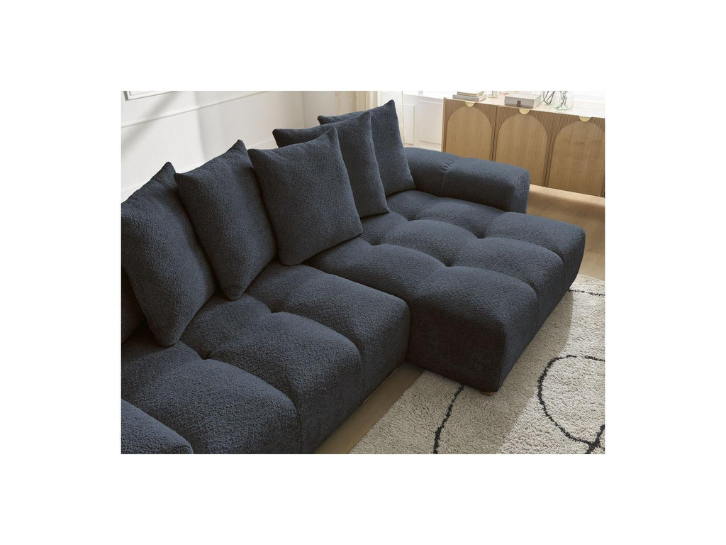 Anakin - Canapé D'Angle Convertible Réversible Coffre - Tissu Bouclette - 6 Coussins