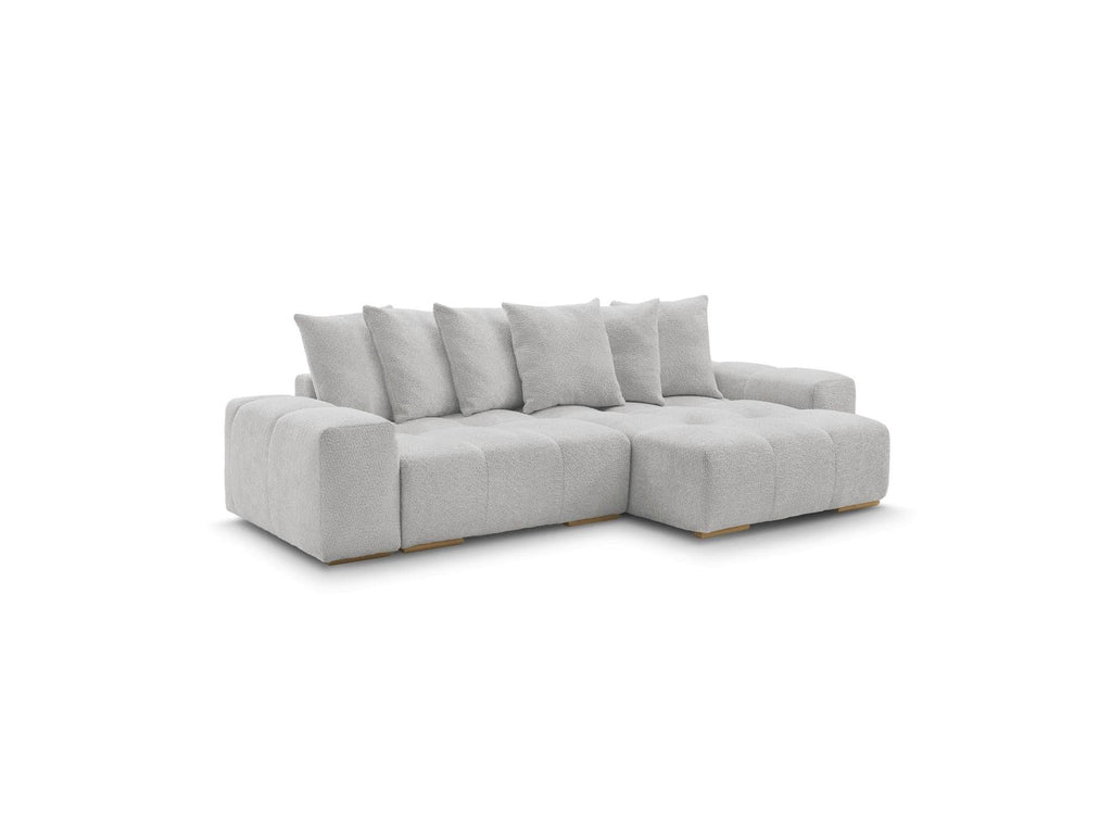Anakin - Canapé D'Angle Convertible Réversible Coffre - Tissu Bouclette - 6 Coussins
