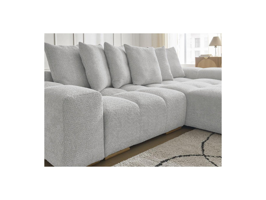 Anakin - Canapé D'Angle Convertible Réversible Coffre - Tissu Bouclette - 6 Coussins