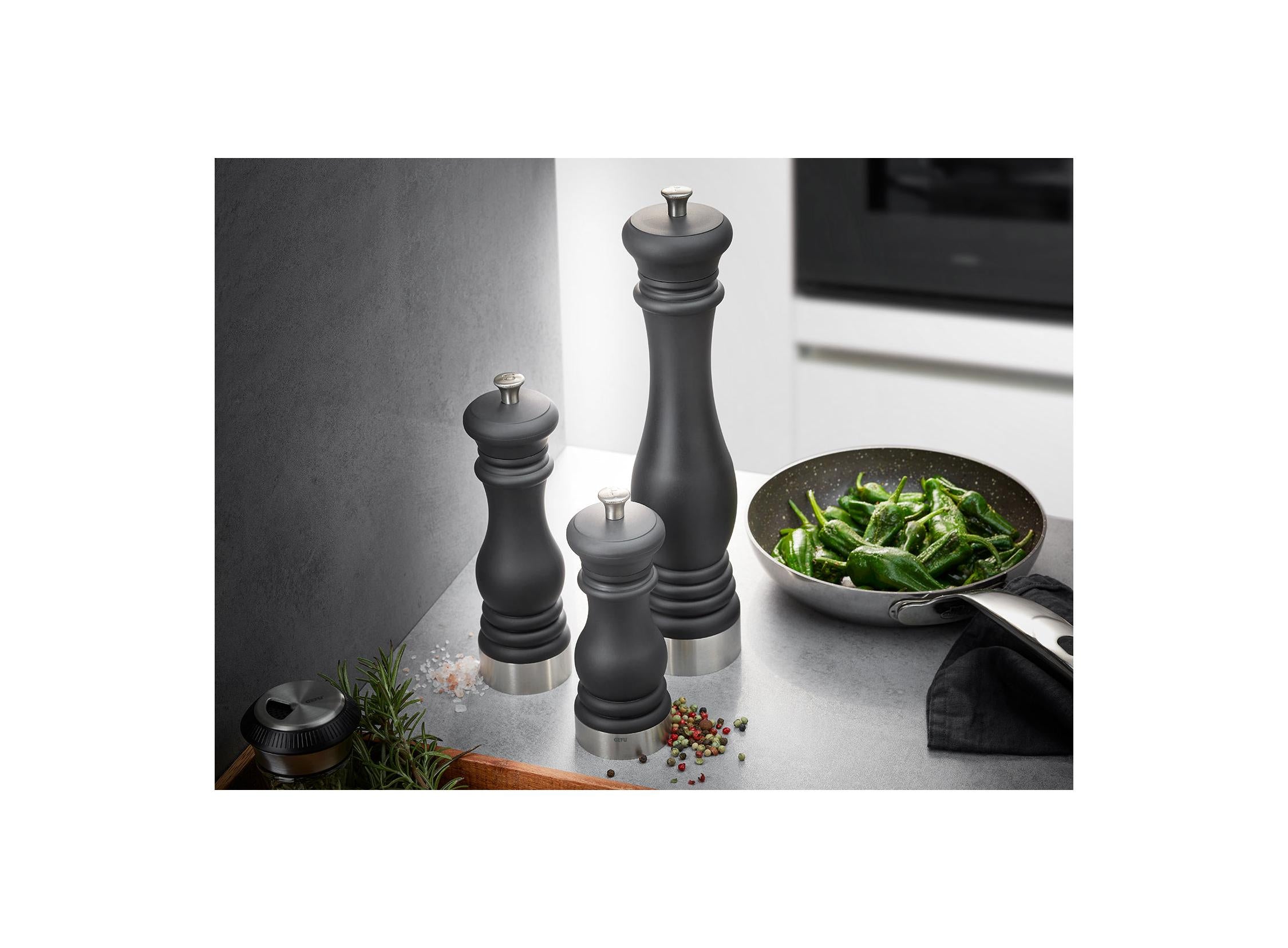 Flavio® - Moulin À Sel Ou À Poivre - 17cm - Noir/Argent