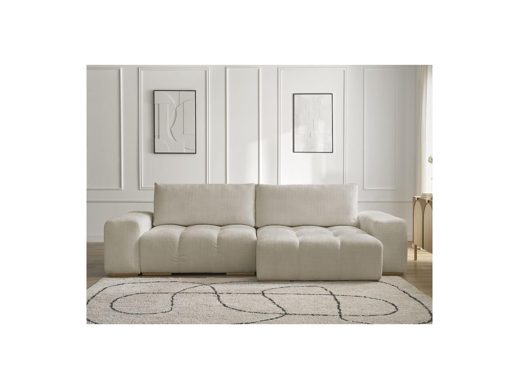 Anakin - Canapé D'Angle Réversible Convertible Coffre - Tissu Texturé - 2 Coussins