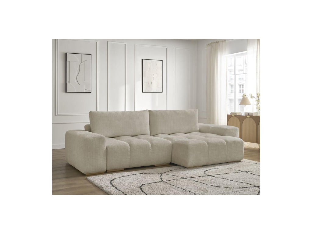 Anakin - Canapé D'Angle Réversible Convertible Coffre - Tissu Texturé - 2 Coussins