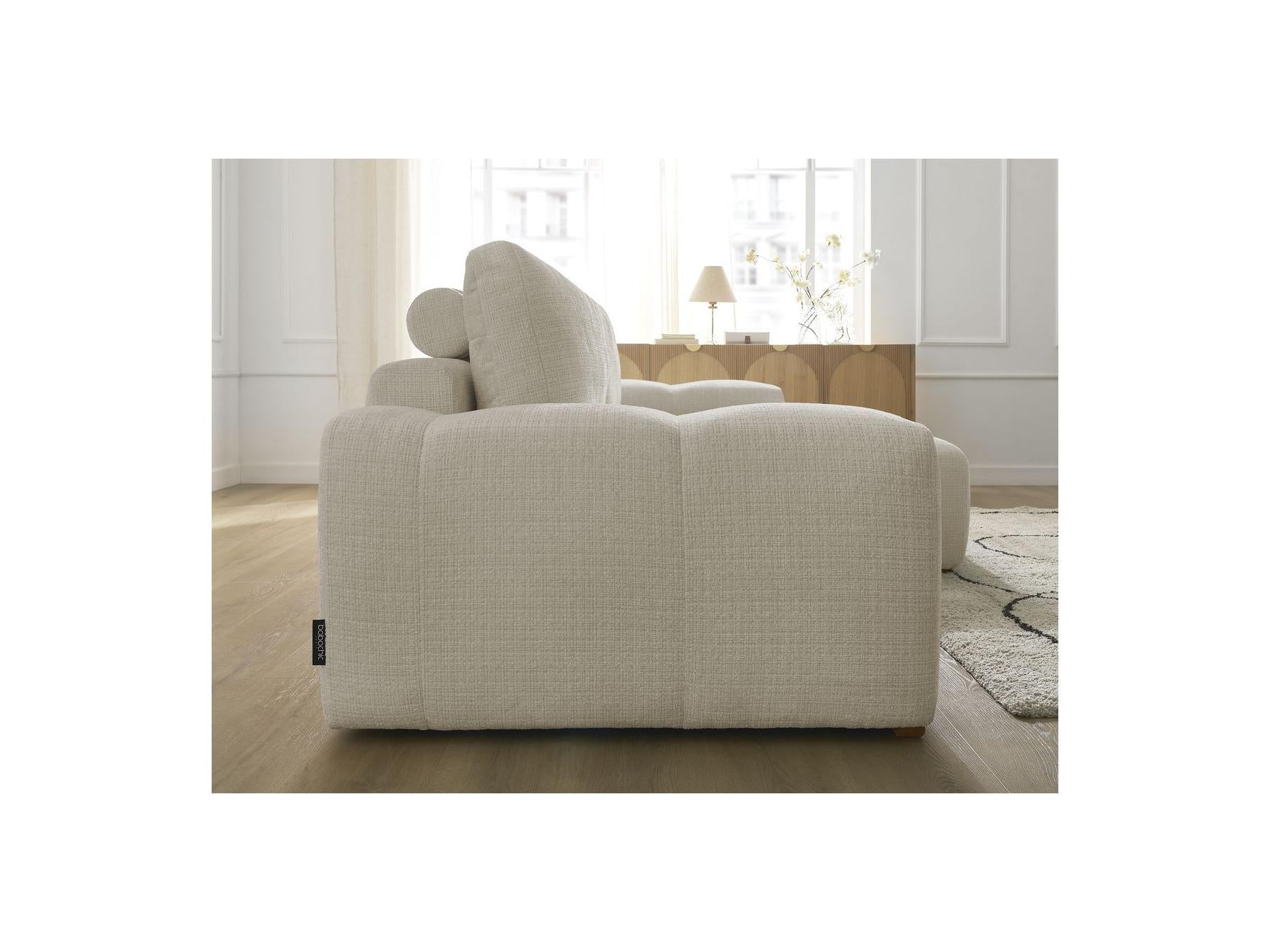 Anakin - Canapé D'Angle Réversible Convertible Coffre - Tissu Texturé - 2 Coussins