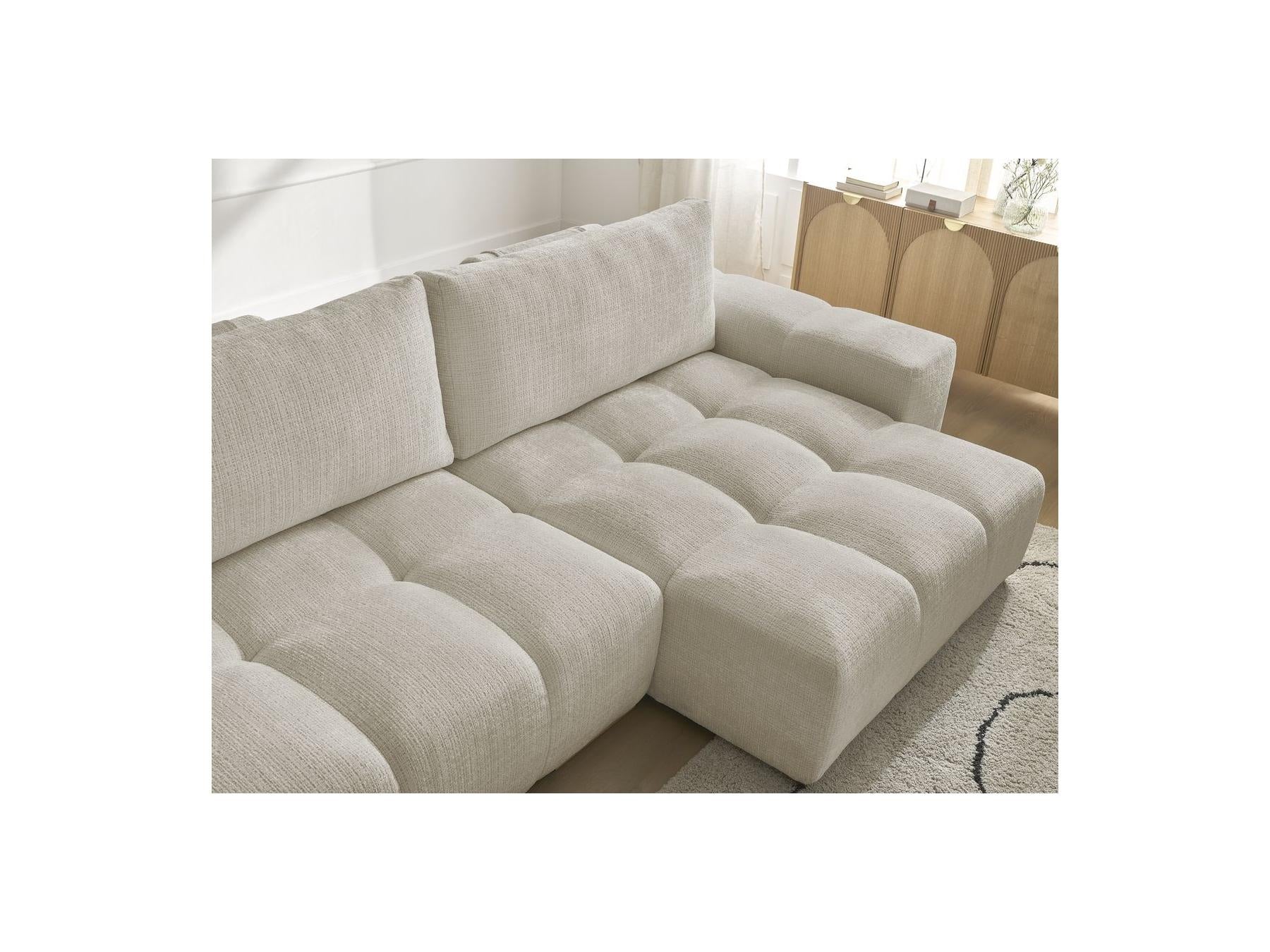 Anakin - Canapé D'Angle Réversible Convertible Coffre - Tissu Texturé - 2 Coussins