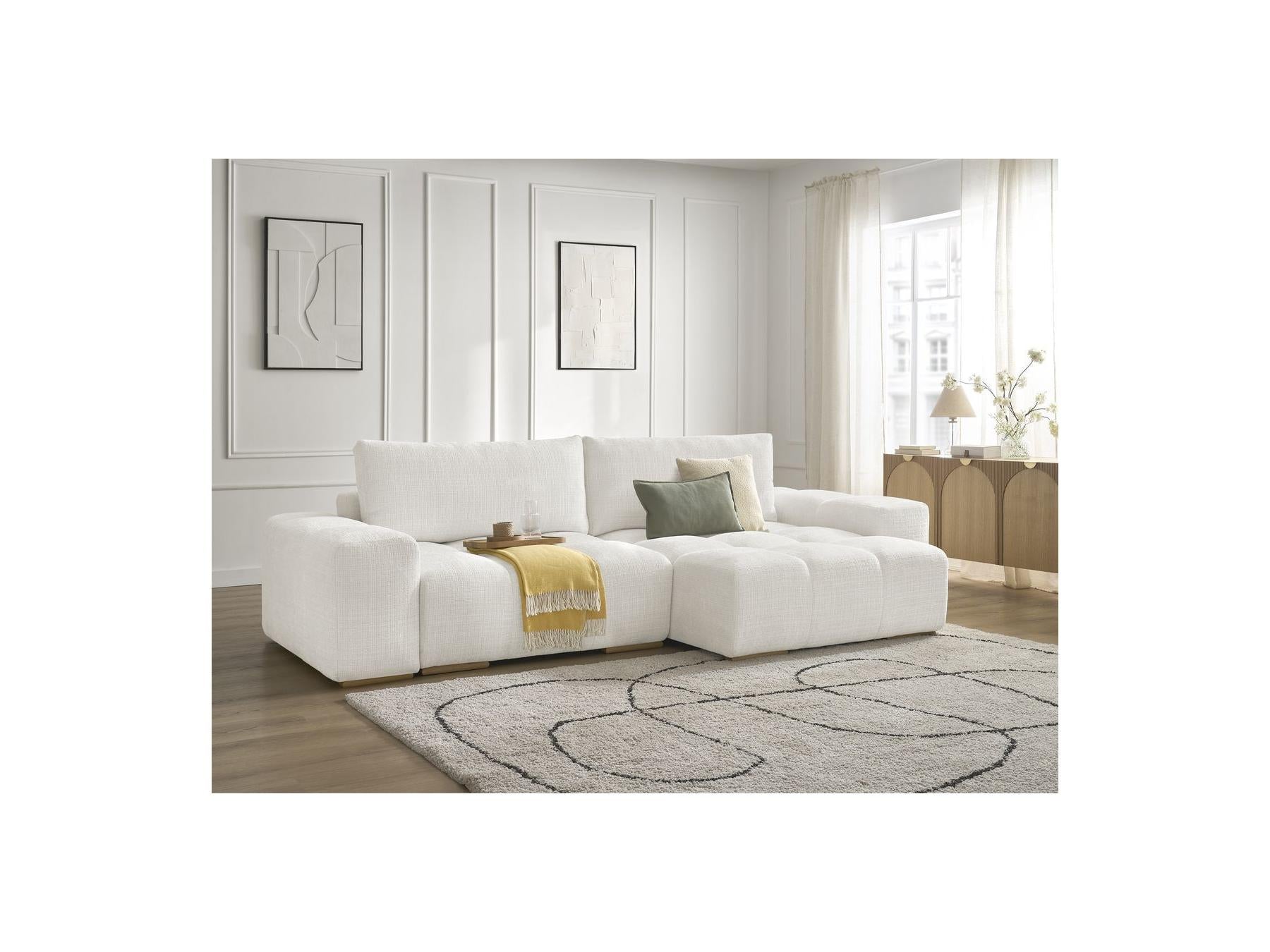 Anakin - Canapé D'Angle Réversible Convertible Coffre - Tissu Texturé - 2 Coussins