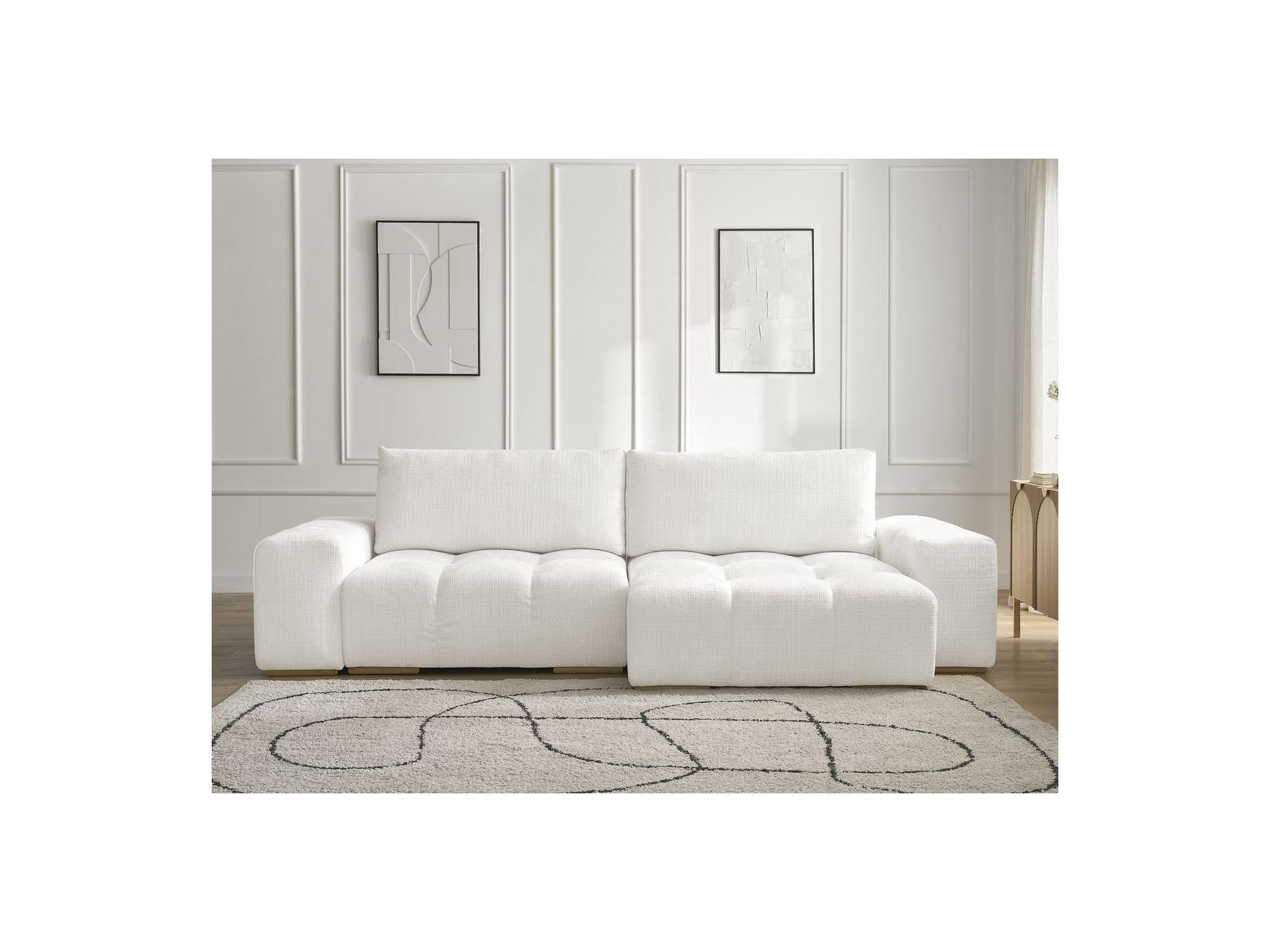 Anakin - Canapé D'Angle Réversible Convertible Coffre - Tissu Texturé - 2 Coussins