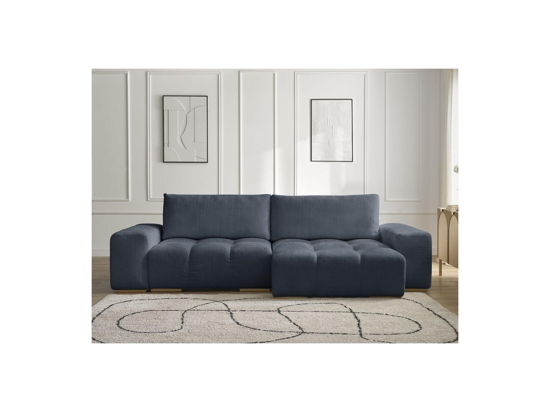 Anakin - Canapé D'Angle Réversible Convertible Coffre - Tissu Texturé - 2 Coussins
