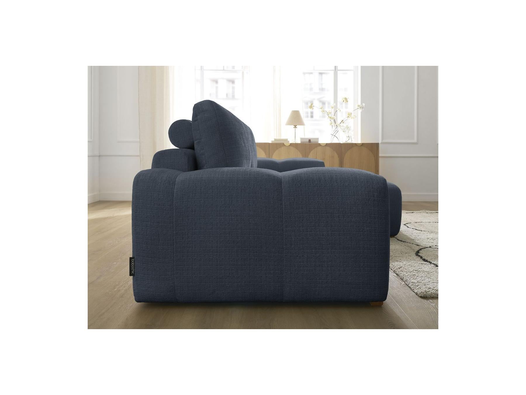 Anakin - Canapé D'Angle Réversible Convertible Coffre - Tissu Texturé - 2 Coussins