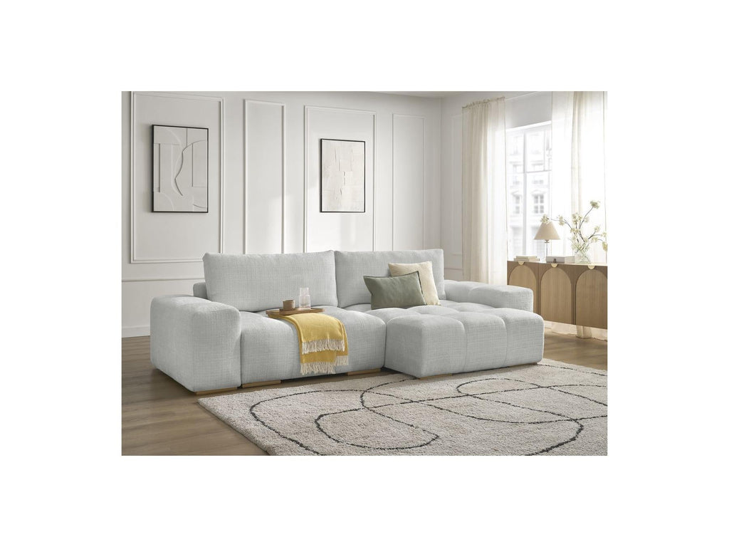 Anakin - Canapé D'Angle Réversible Convertible Coffre - Tissu Texturé - 2 Coussins