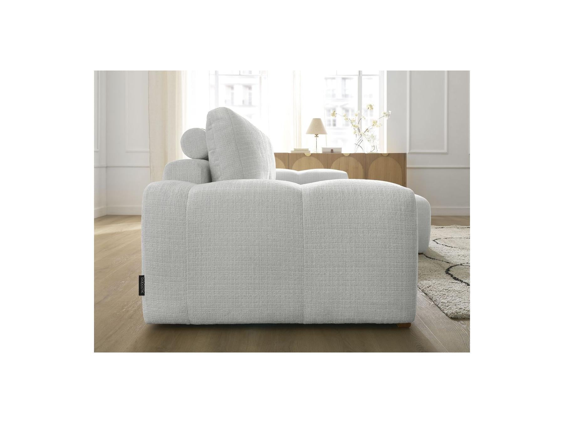 Anakin - Canapé D'Angle Réversible Convertible Coffre - Tissu Texturé - 2 Coussins