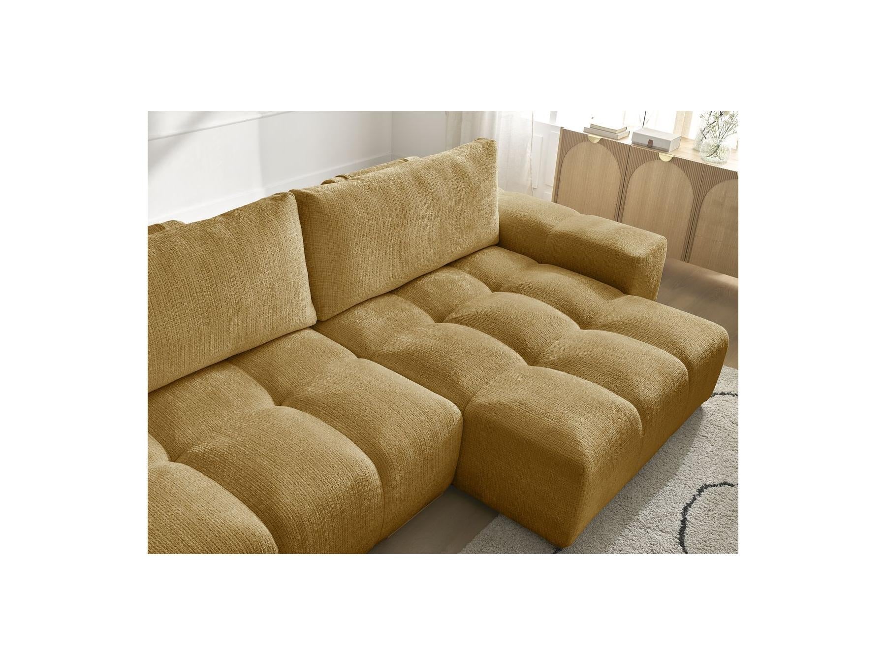 Anakin - Canapé D'Angle Réversible Convertible Coffre - Tissu Texturé - 2 Coussins