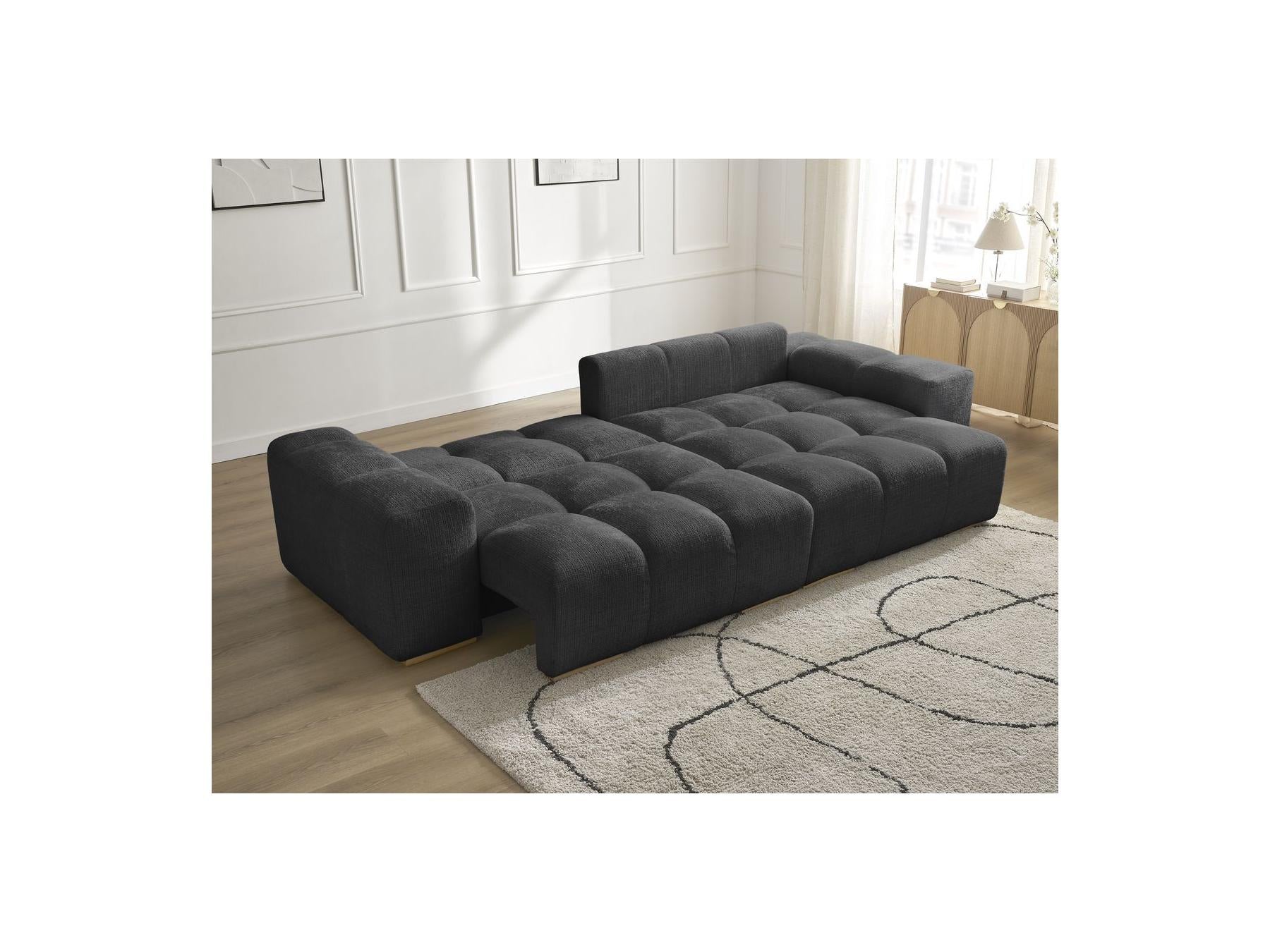 Anakin - Canapé D'Angle Réversible Convertible Coffre - Tissu Texturé - 2 Coussins
