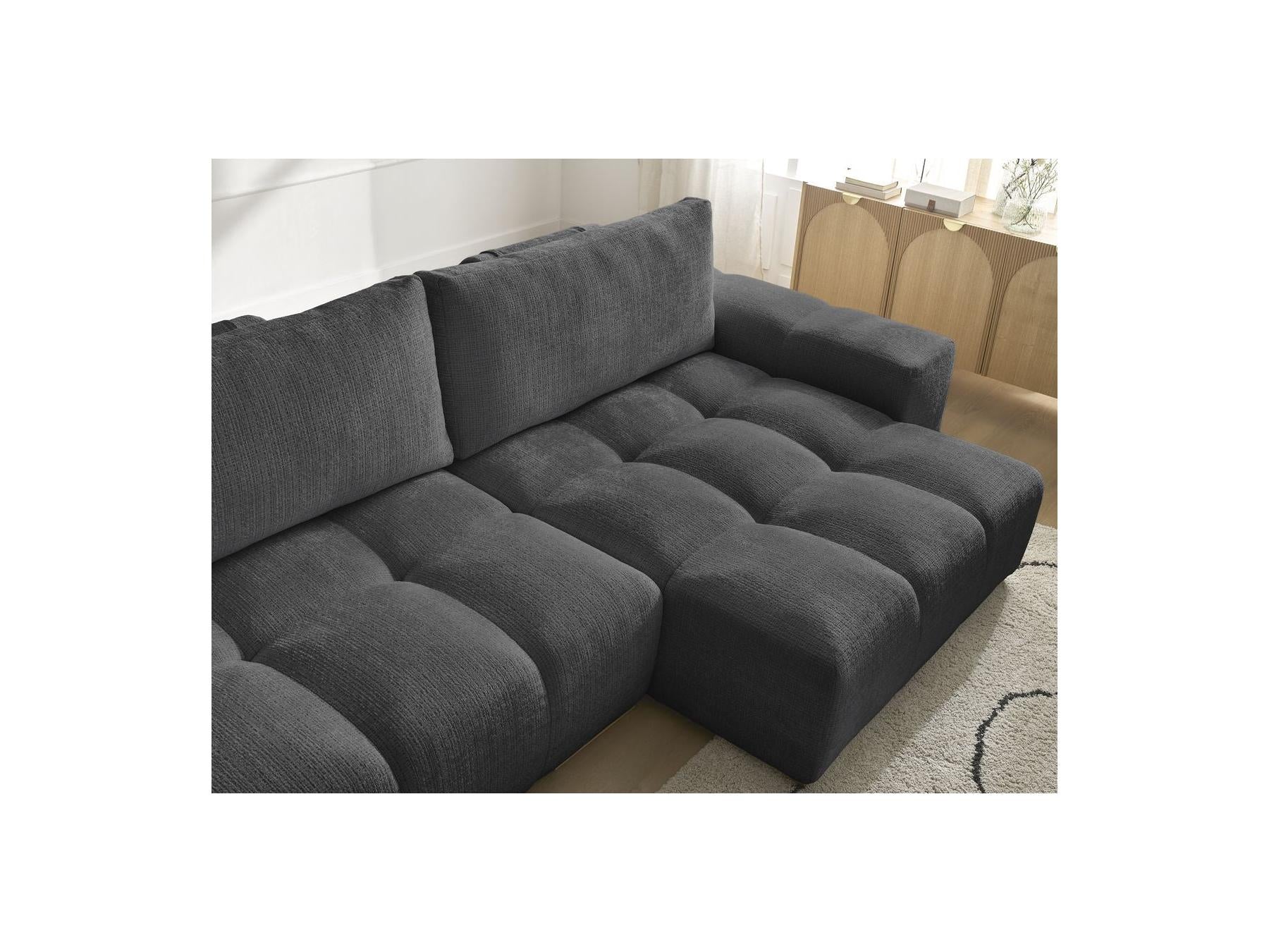 Anakin - Canapé D'Angle Réversible Convertible Coffre - Tissu Texturé - 2 Coussins
