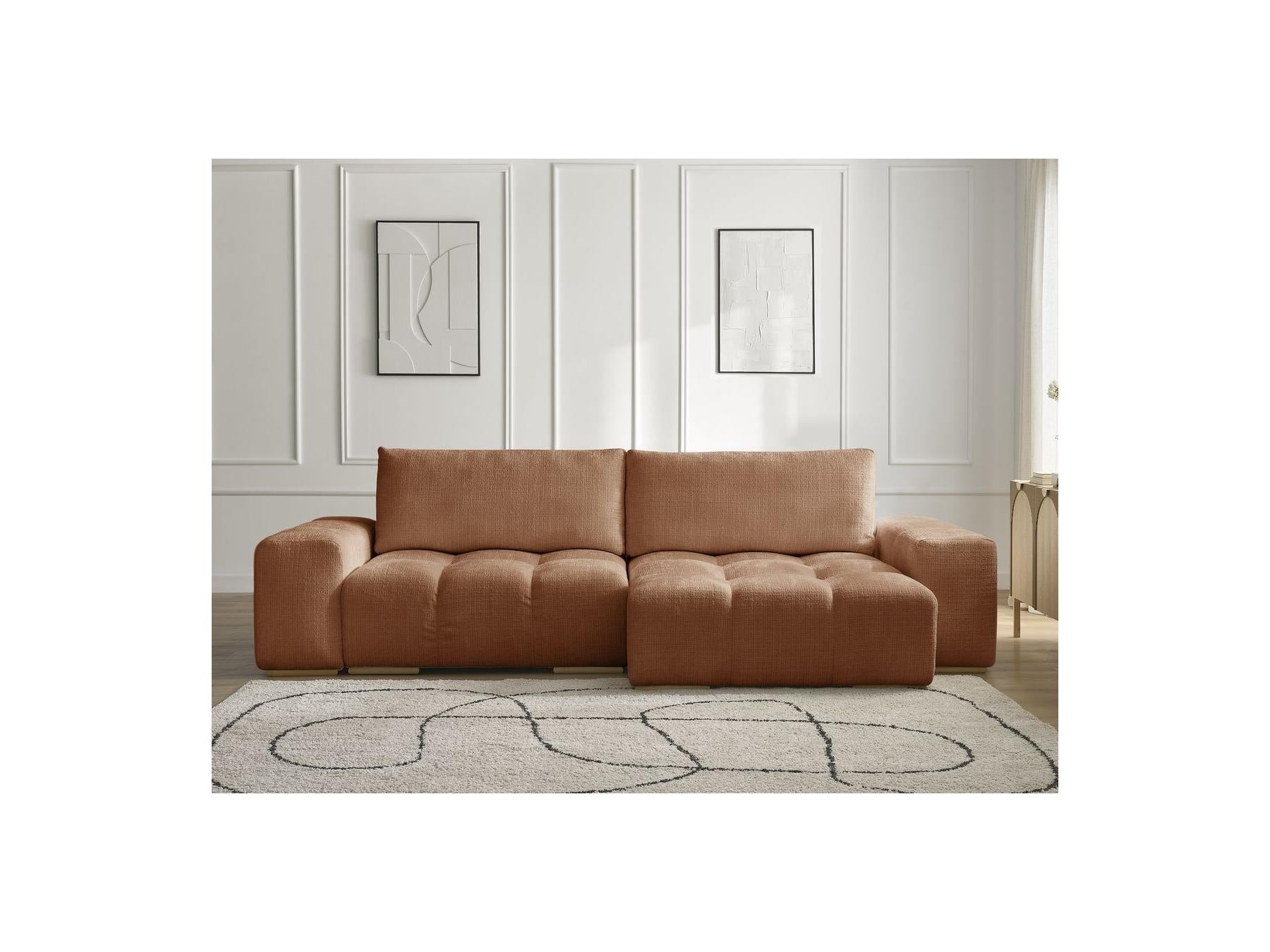Anakin - Canapé D'Angle Réversible Convertible Coffre - Tissu Texturé - 2 Coussins