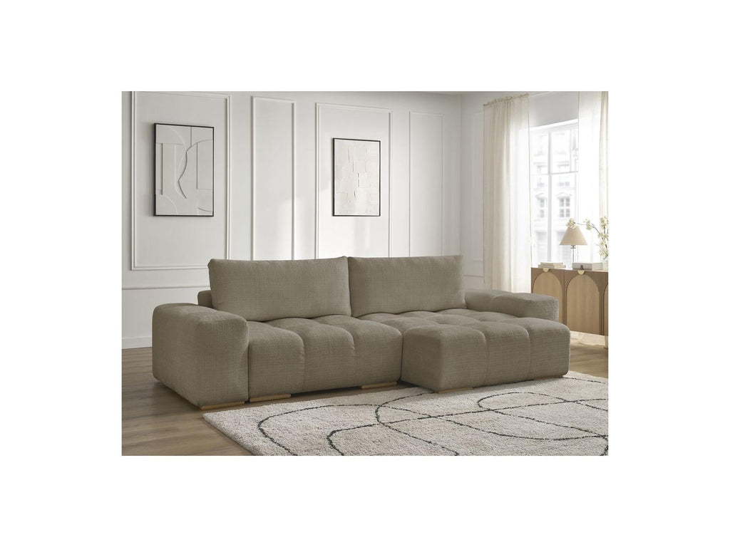 Anakin - Canapé D'Angle Réversible Convertible Coffre - Tissu Texturé - 2 Coussins