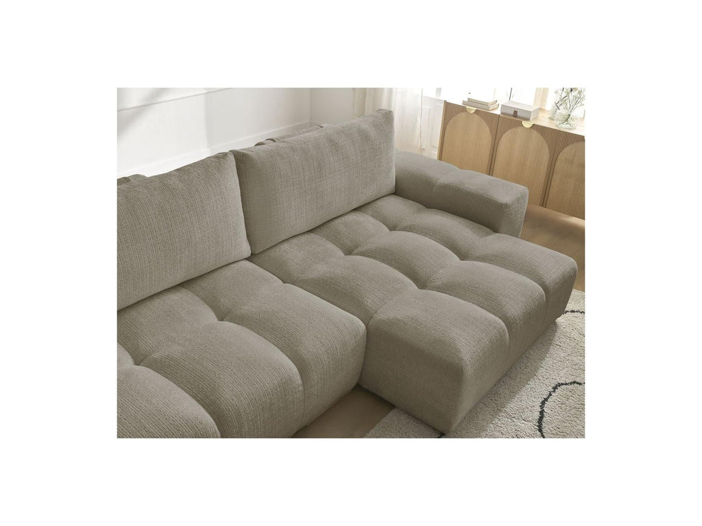 Anakin - Canapé D'Angle Réversible Convertible Coffre - Tissu Texturé - 2 Coussins