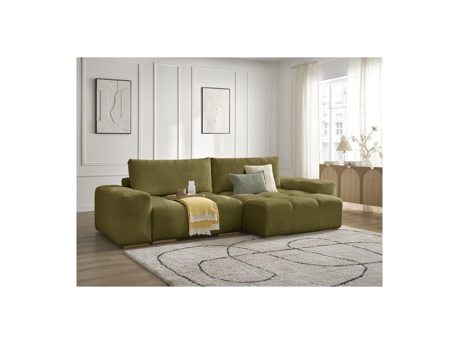 Anakin - Canapé D'Angle Réversible Convertible Coffre - Tissu Texturé - 2 Coussins