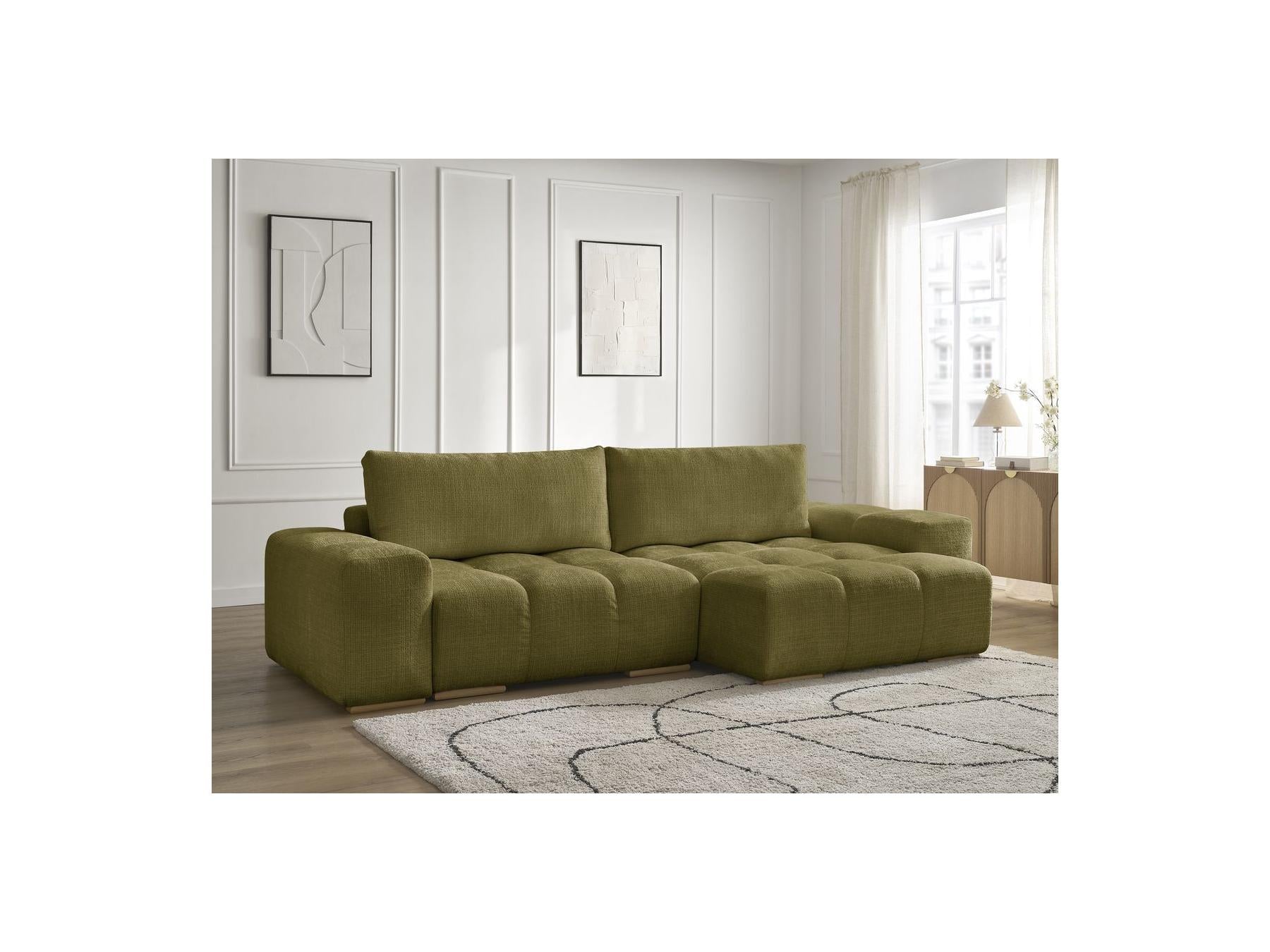 Anakin - Canapé D'Angle Réversible Convertible Coffre - Tissu Texturé - 2 Coussins