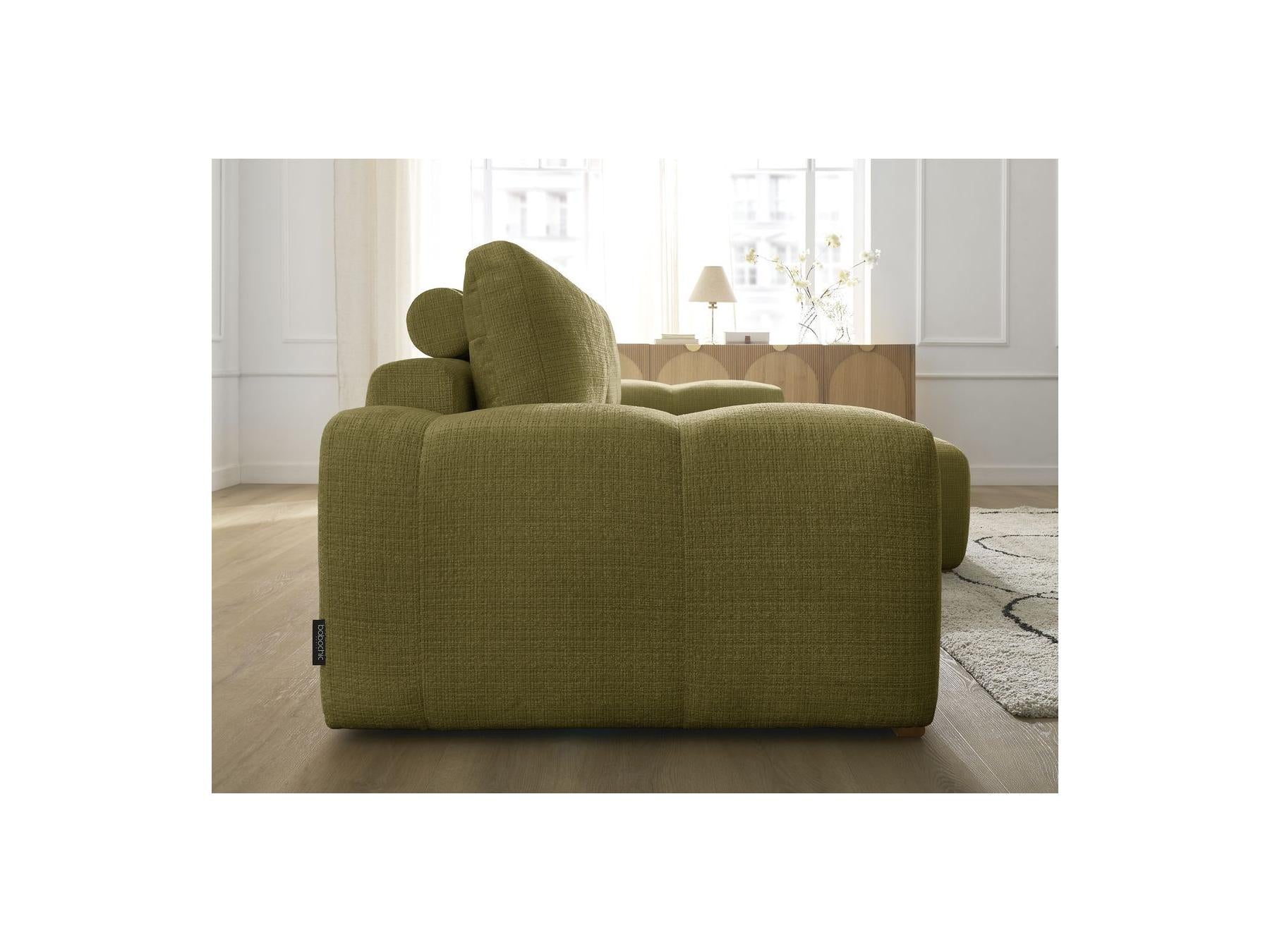 Anakin - Canapé D'Angle Réversible Convertible Coffre - Tissu Texturé - 2 Coussins