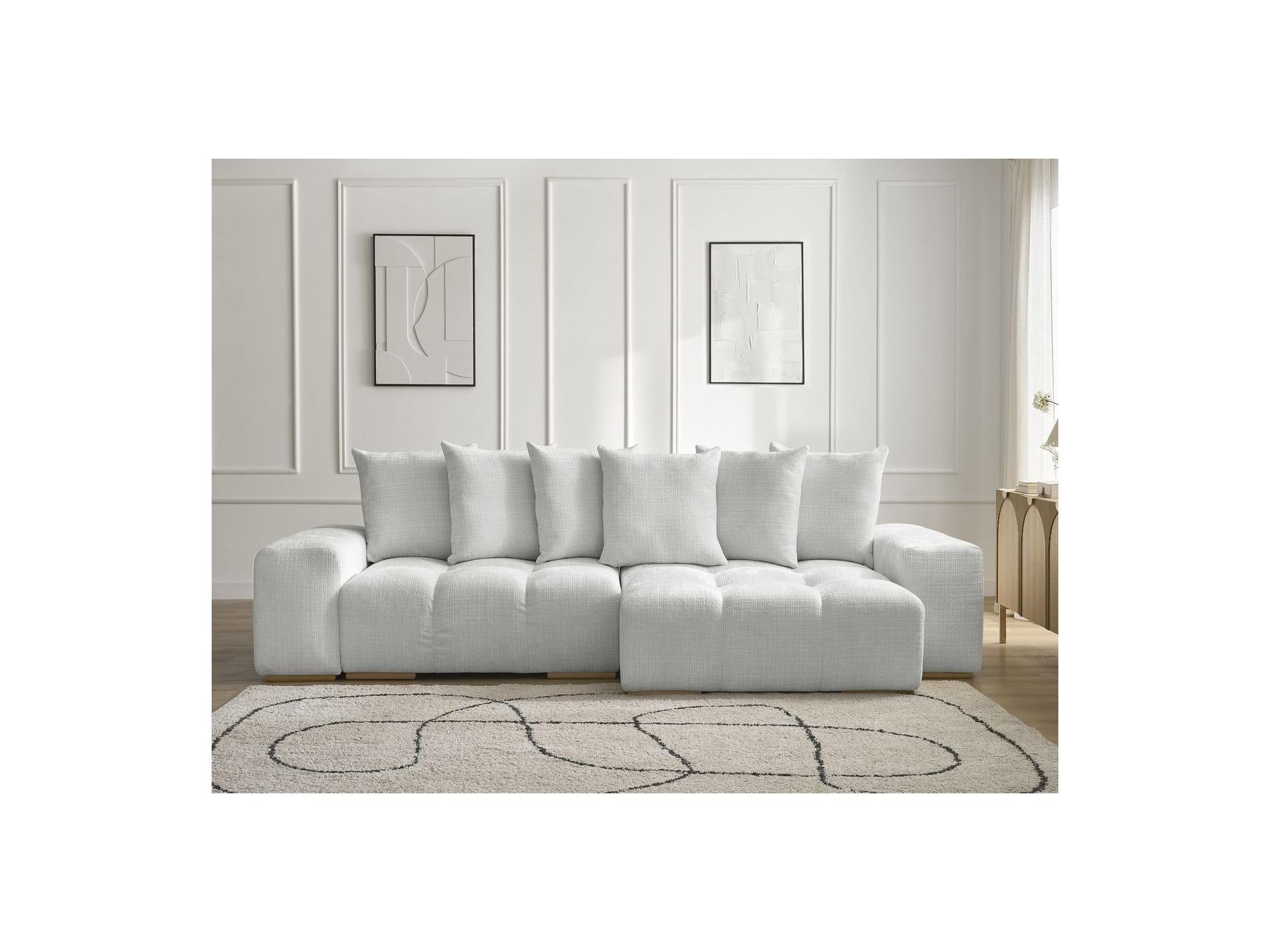 Anakin - Canapé D'Angle Réversible Convertible Coffre - Tissu Texturé - 6 Coussins