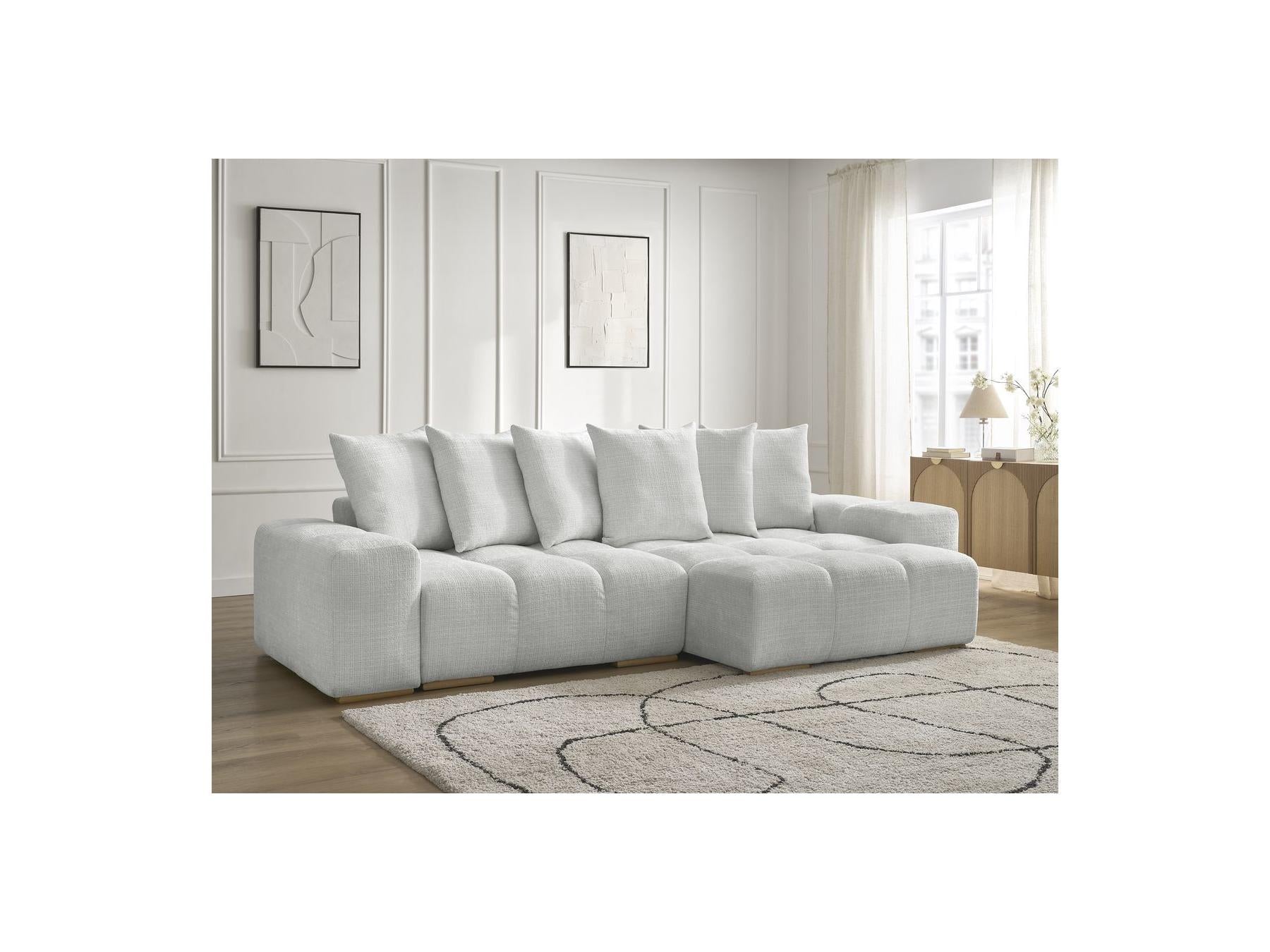 Anakin - Canapé D'Angle Réversible Convertible Coffre - Tissu Texturé - 6 Coussins