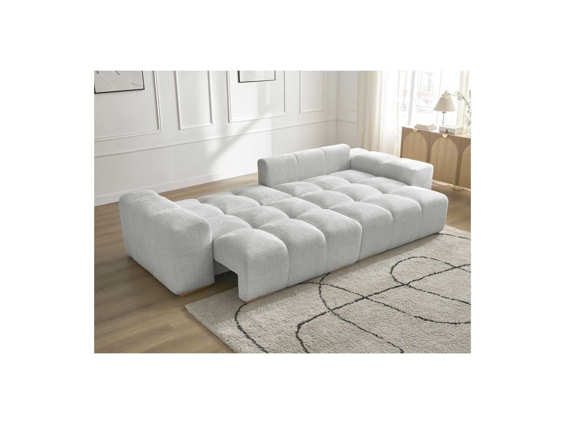 Anakin - Canapé D'Angle Réversible Convertible Coffre - Tissu Texturé - 6 Coussins