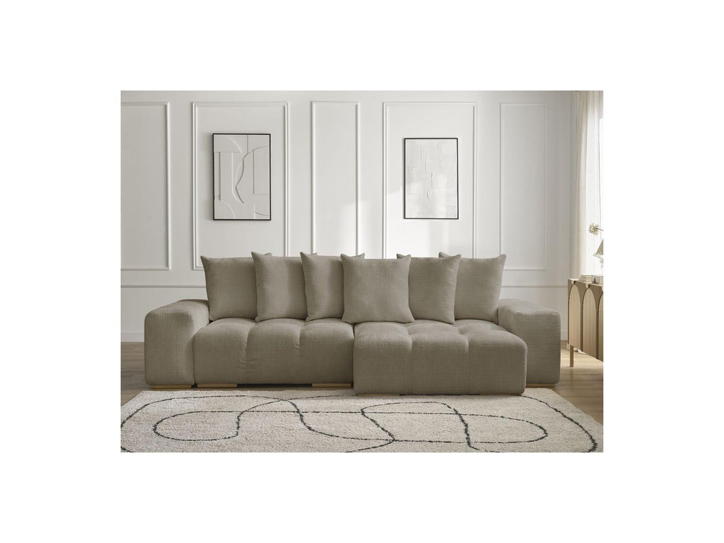 Anakin - Canapé D'Angle Réversible Convertible Coffre - Tissu Texturé - 6 Coussins
