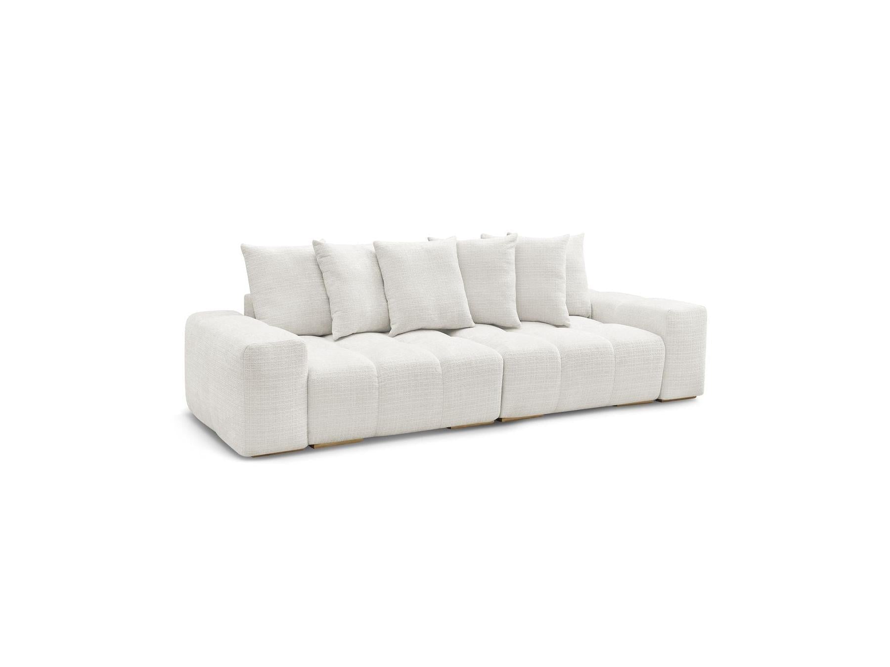 Anakin - Canapé Droit Convertible Coffre - Tissu Texturé - 6 Coussins