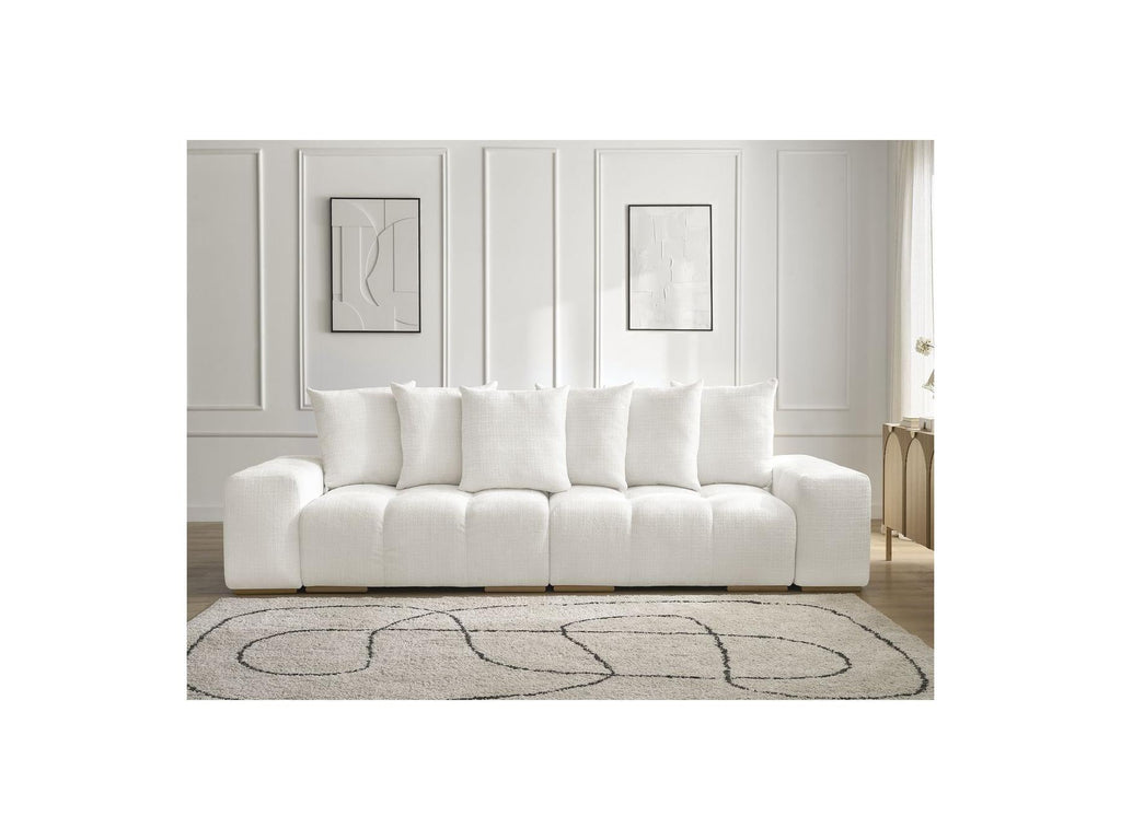Anakin - Canapé Droit Convertible Coffre - Tissu Texturé - 6 Coussins