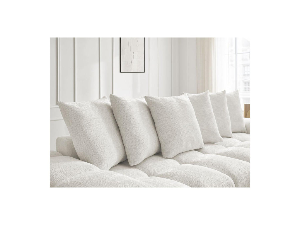 Anakin - Canapé Droit Convertible Coffre - Tissu Texturé - 6 Coussins