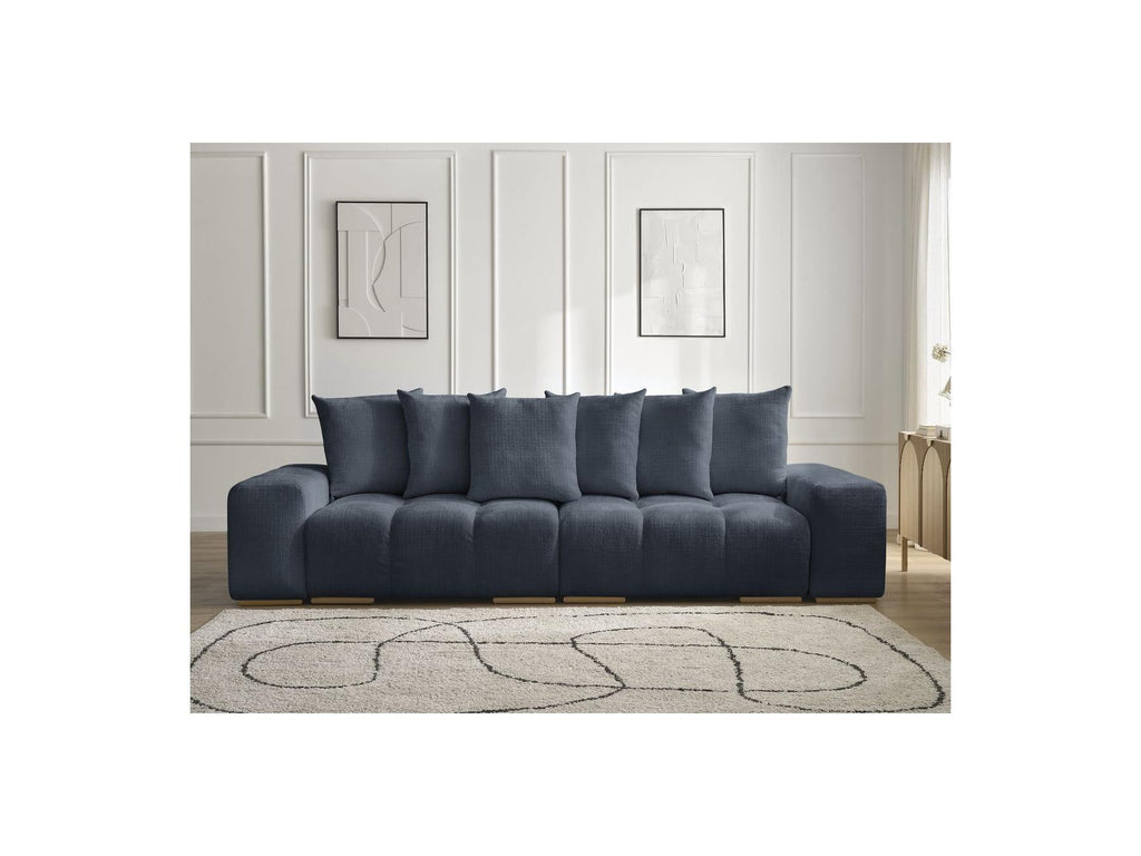 Anakin - Canapé Droit Convertible Coffre - Tissu Texturé - 6 Coussins